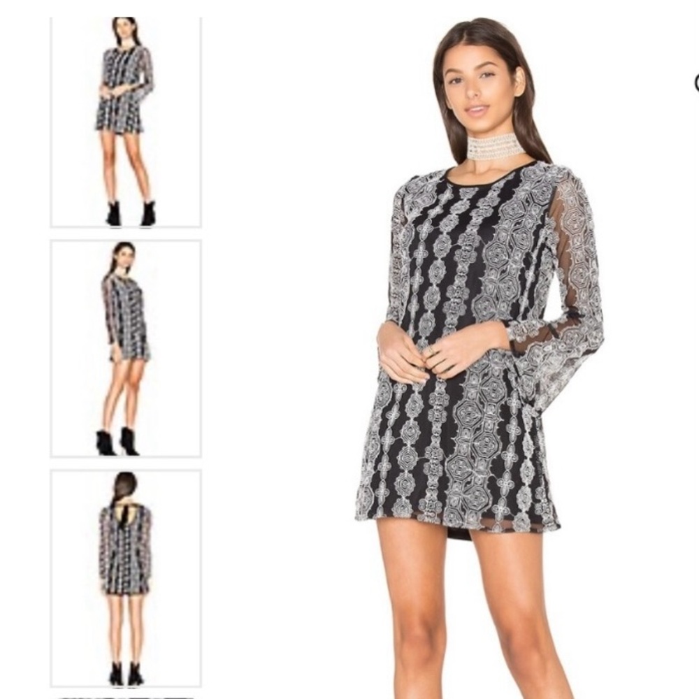 Band of Gypsies Embroidered Geometric Mini Dress